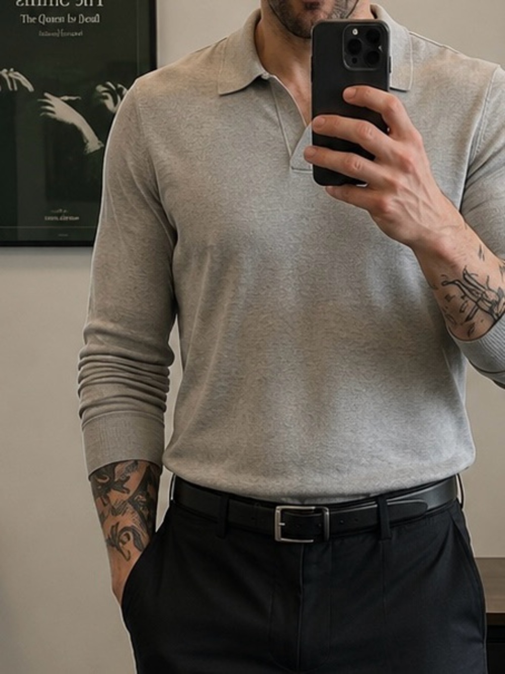 Robert Barakett Men's cashmere blend Heather Gray V-Neck Pullover